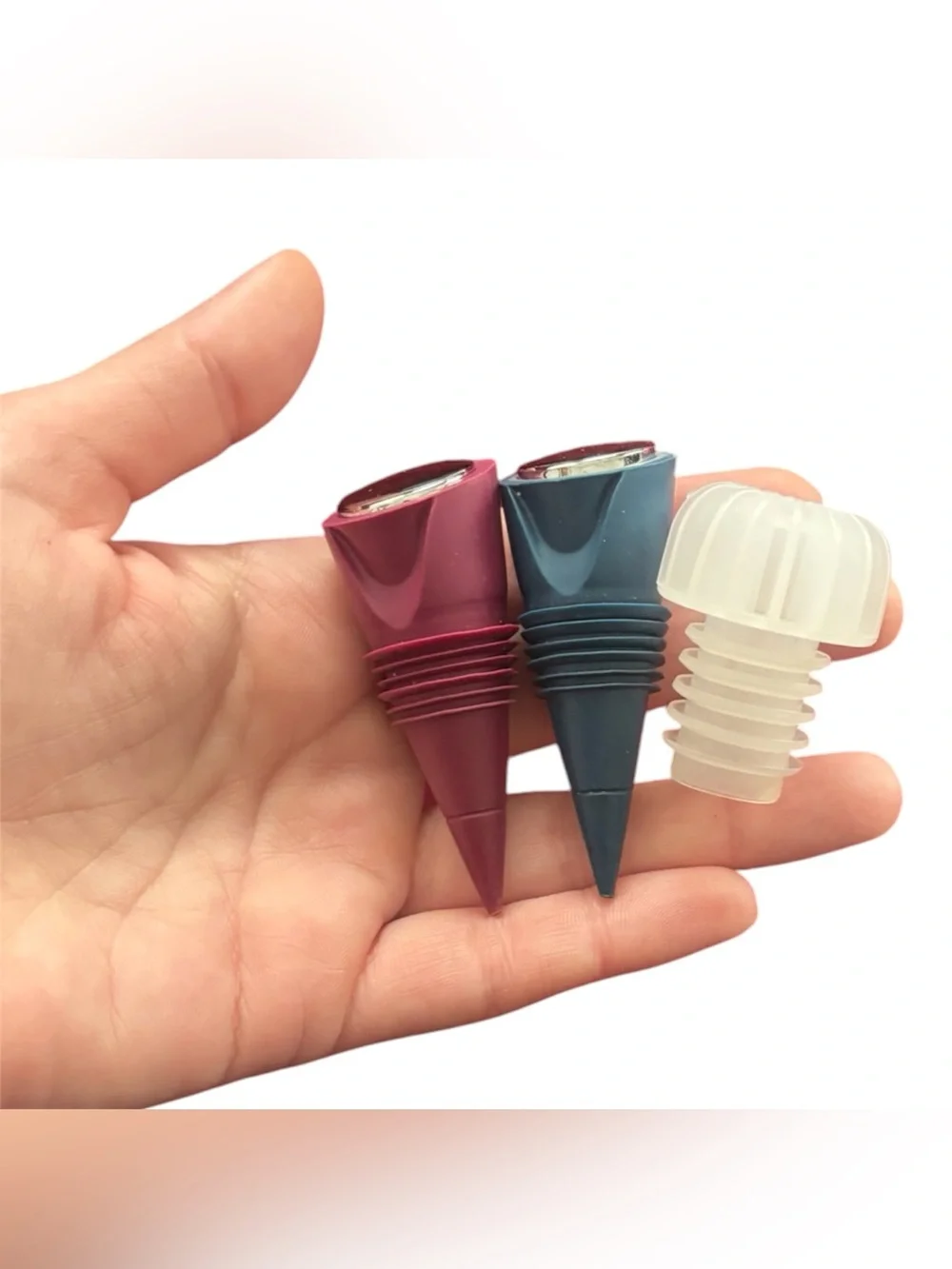 3-Piece Reusable Wine & Beverage Bottle Stoppers Set